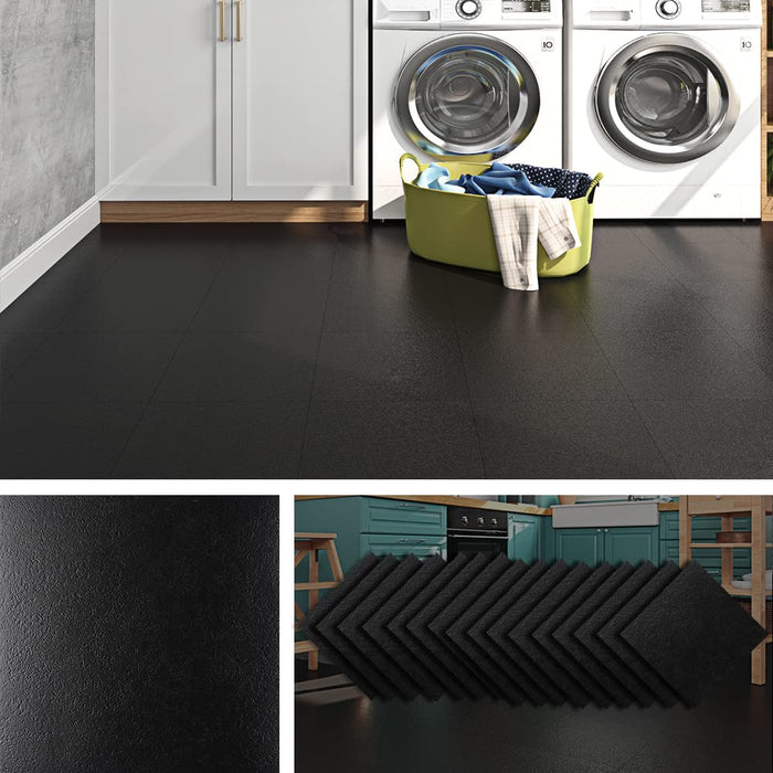 Livelynine 32 Fliesen PVC Fliesen Selbstklebend Boden 30X30 Vinylboden Selbstklebend Badezimmer PVC Bodenbelag Selbstklebend Schwarz Vinyl Fliesen Selbstklebend Küche PVC Boden